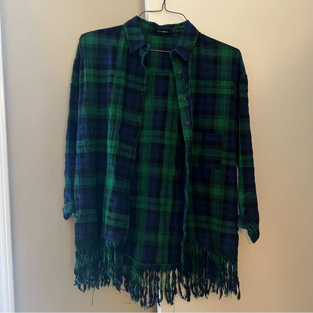 Blu Pepper Green and Blue Plaid Button Down Shirt